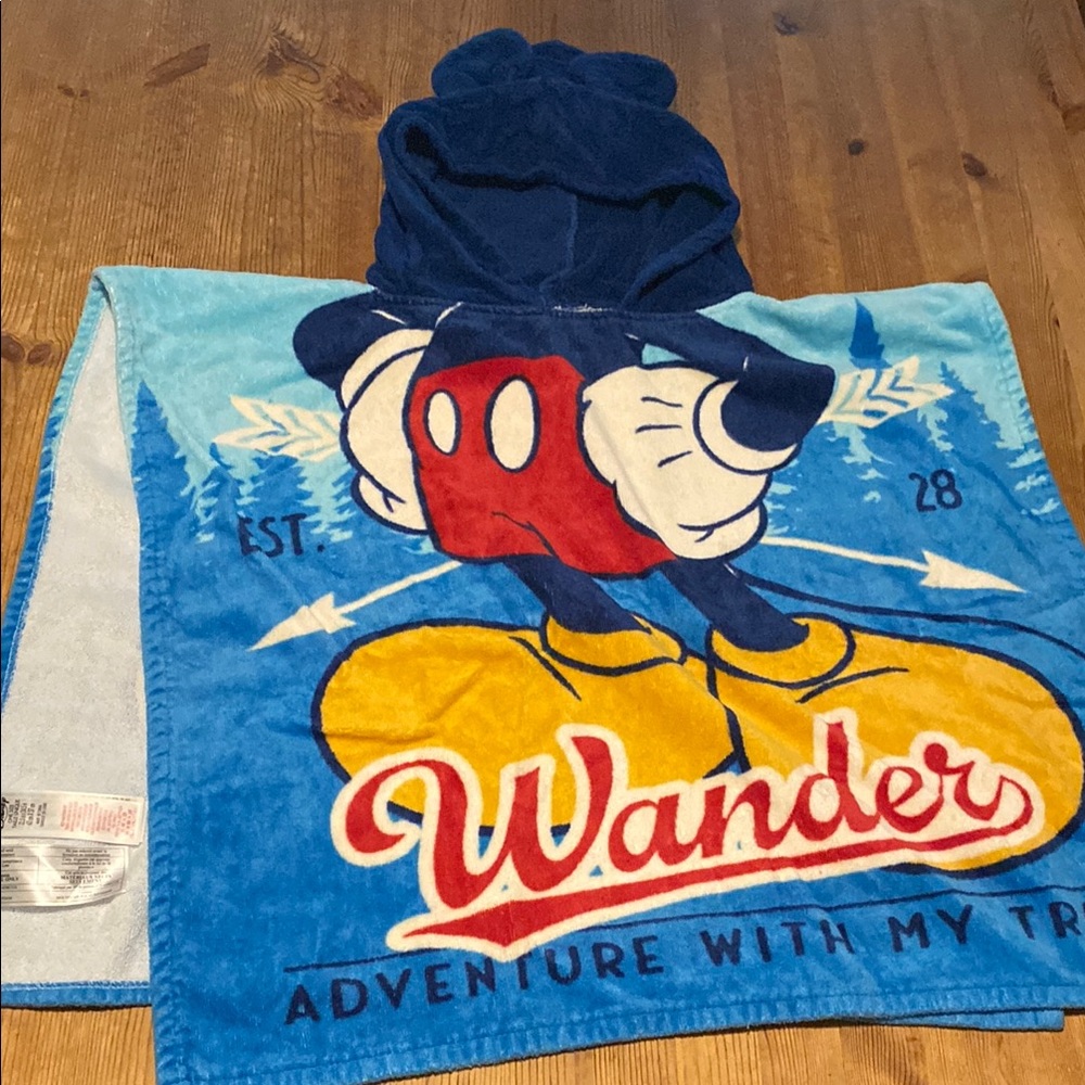 Disney Mickey Mouse Hooded Blue and Red Kids Toddler Swim Coverup Poncho